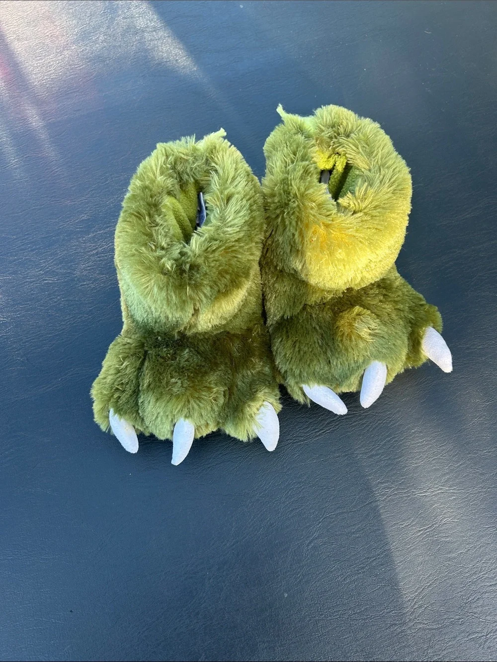 Lazy One Olive Green Plush Monster Baby Slippers